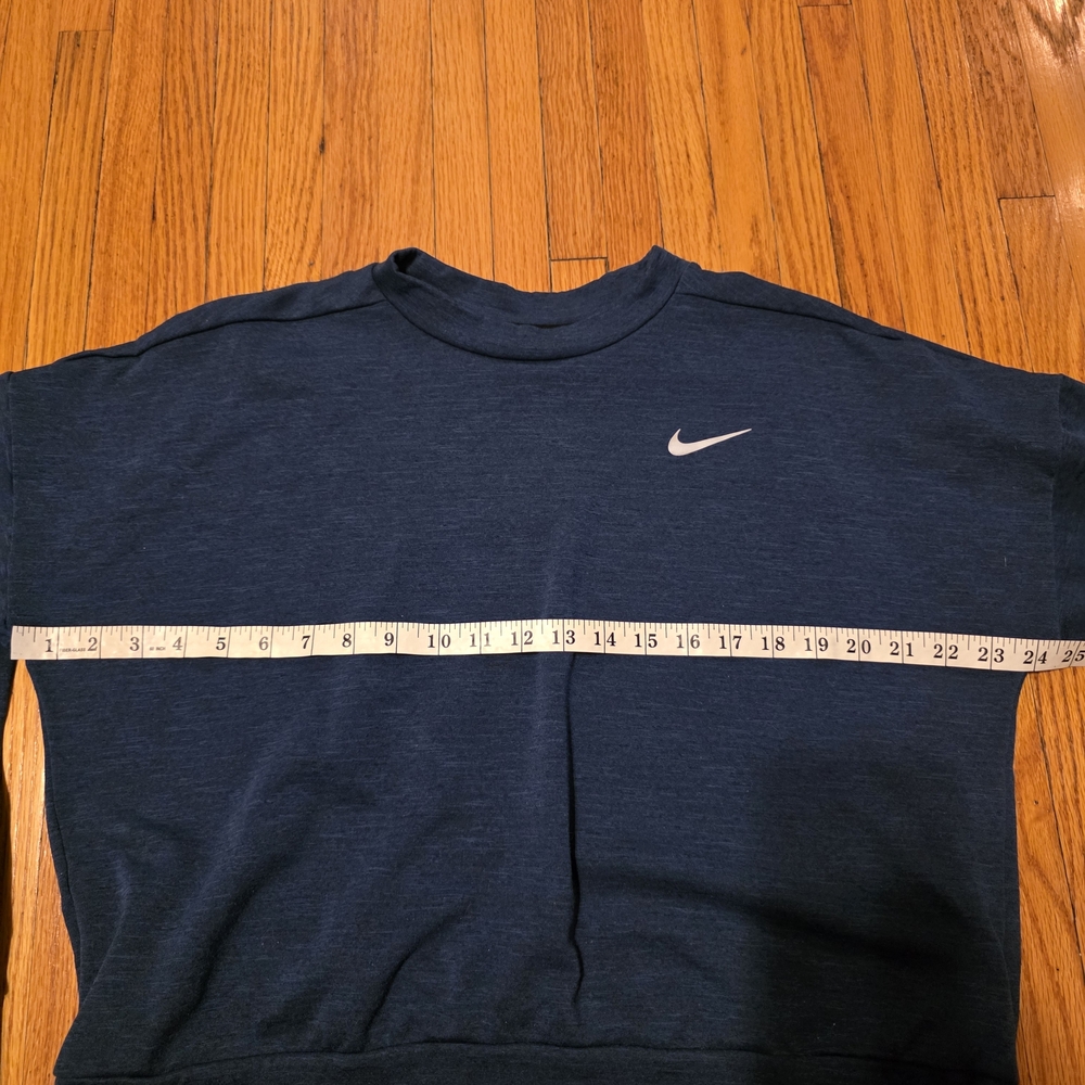 Nike Women's Navy Crewneck Sweatshirt with White Swoosh - Picture 4 of 5